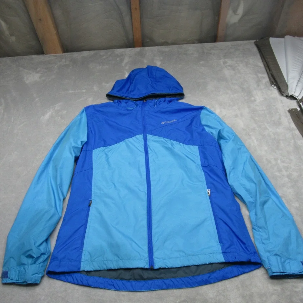 Columbia‎ Jacket Mens XL Blue Glennaker Lake Rain Hooded Full Zip Light Packable